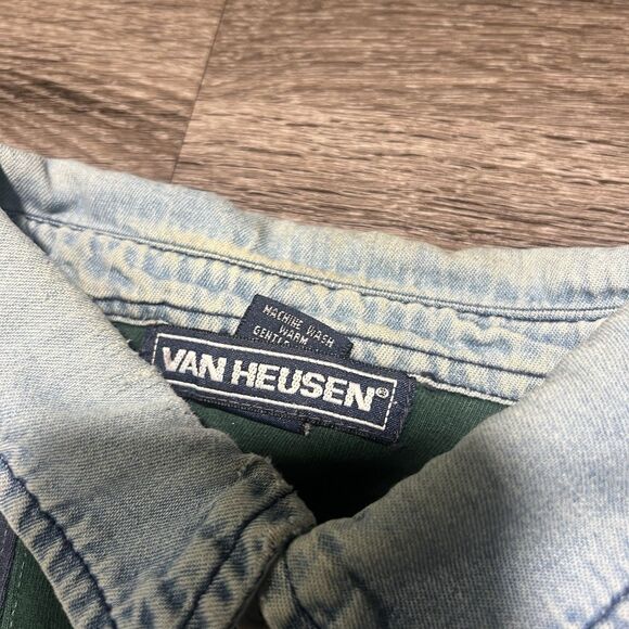 Mens size XL long sleeve rugby collared Van Heusen shirt Vintage - Picture 5 of 11